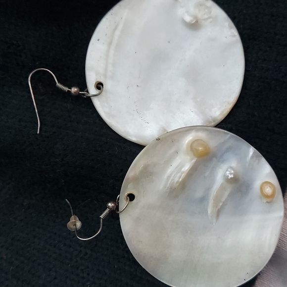 Hand painted Pink Purple sea shell pierced Dangle Earrings - Picture 13 of 14